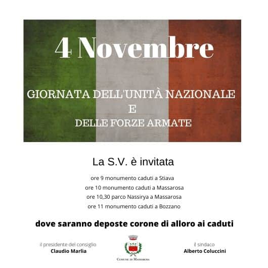 4 novembre, Giornata dell’Unità Nazionale e delle Forze Armate. Le celebrazioni a Massarosa