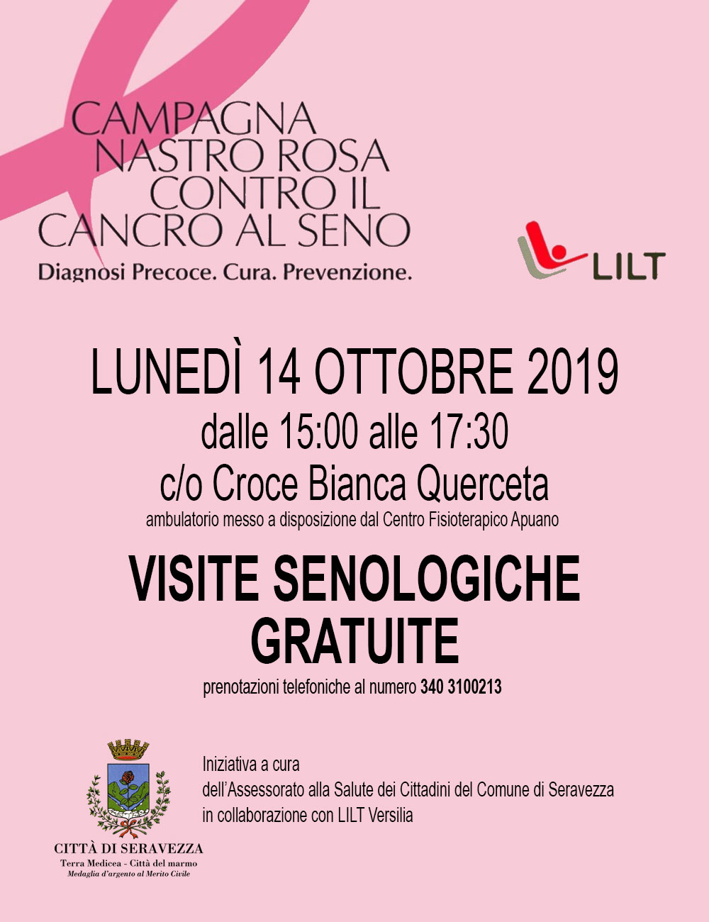 Ottobre, mese della prevenzione del cancro al seno: visite gratuite a Querceta
