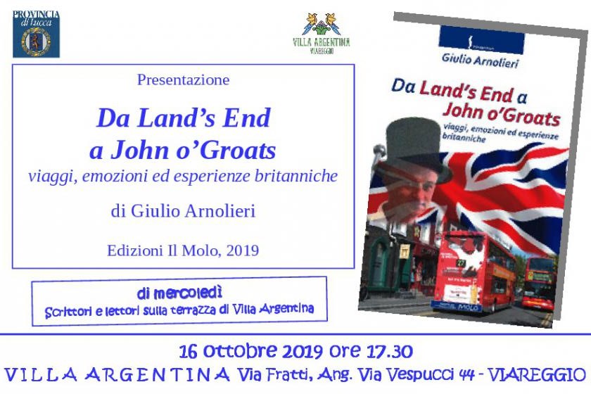 A Villa Argentina si presenta il libro “Da Land’s End a John o’Groats”