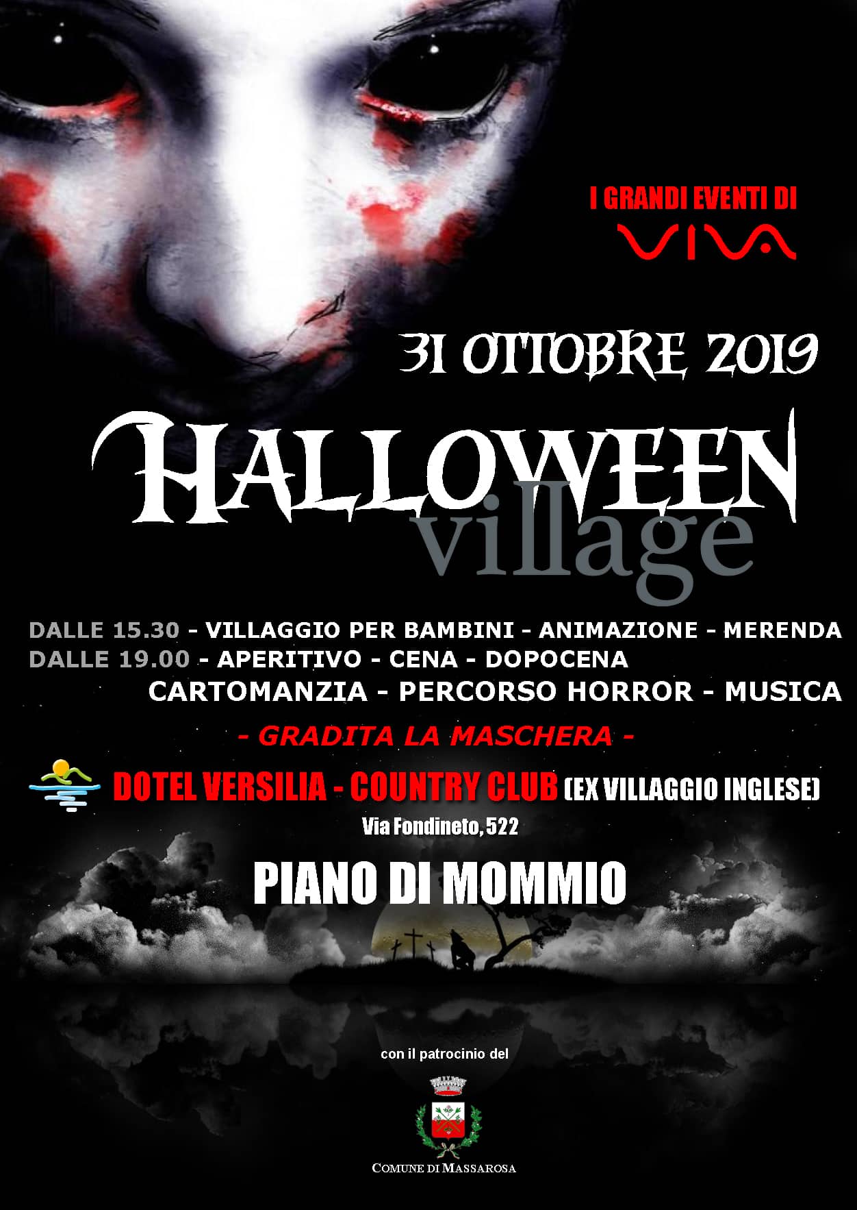 Doppia festa per Halloween a Massarosa: festa in maschera a Massaciuccoli, Villaggio dell’Orrore a Piano di Mommio