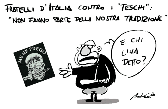 Fratelli d’Italia contro i teschi del Carnevale: ecco la vignetta di Andrea Vassalle