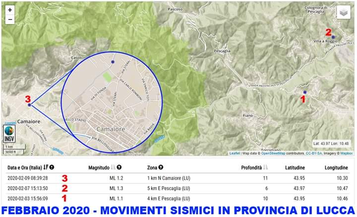 Toscana sismica, scossa a Camaiore