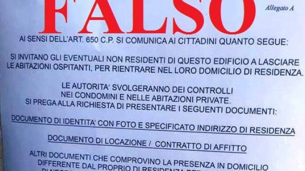 Coronavirus, falso volantino su carta intestata del Ministero dell’Interno: fate attenzione