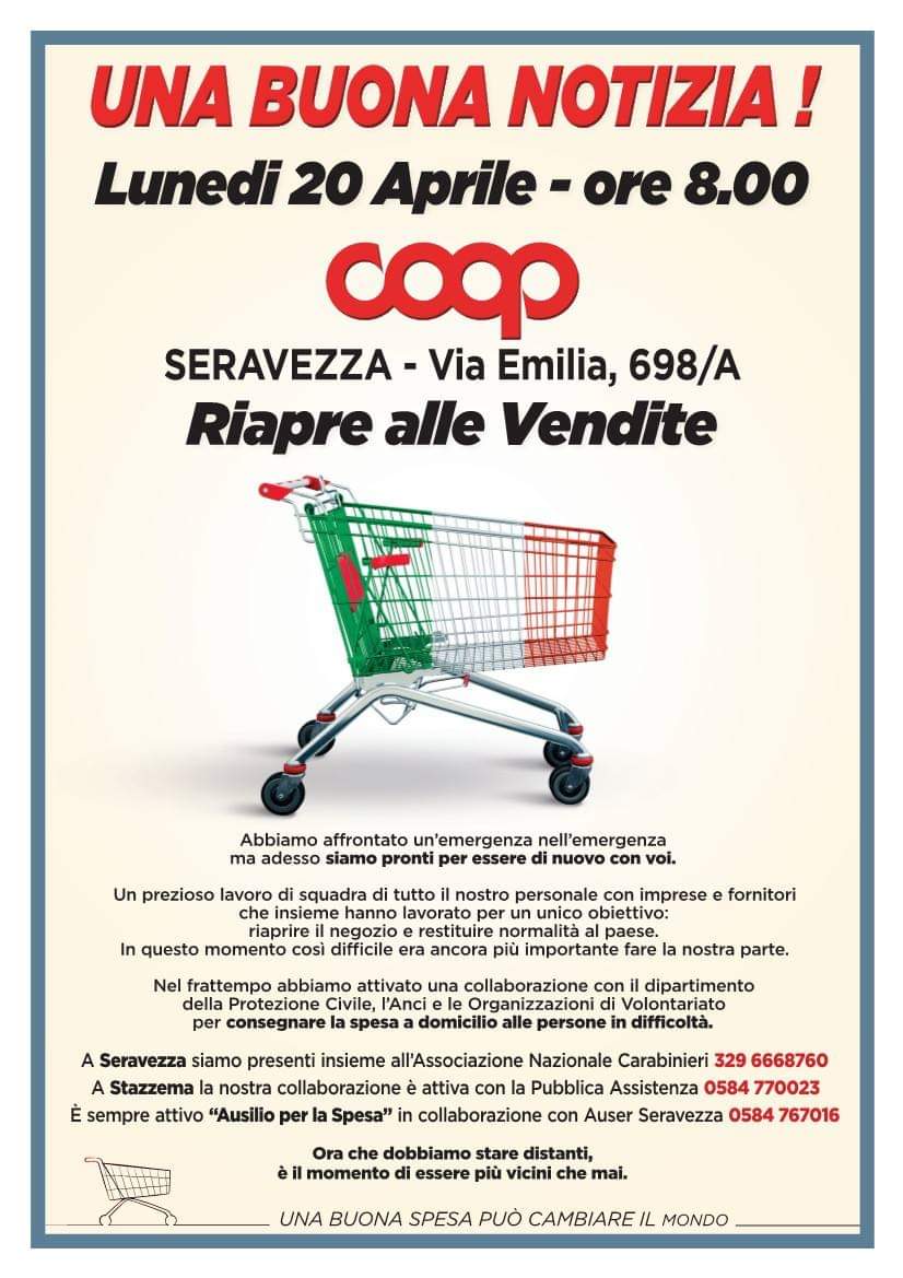 Dopo l’incendio riapre la Coop di Seravezza