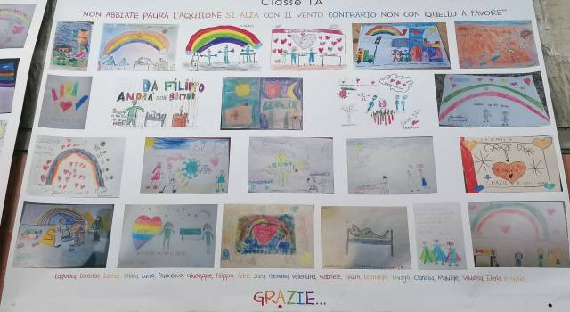 I disegni dei bambini della scuola Pascoli di Forte dei Marmi per gli &#8220;eroi&#8221;  del Versilia