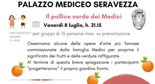 “Il pollice verde dei Medici”, laboratorio venerdì 8 luglio a Palazzo Mediceo