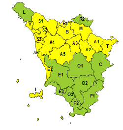 Codice giallo per temporali e rischio idraulico per domani, mercoledì 28 settembre