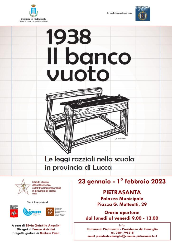 locandina mostra banco vuoto pietrasanta