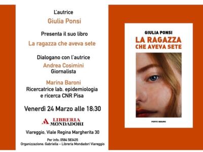 <strong>“La ragazza che aveva sete”: Giulia Ponsi presenta il suo libro a Viareggio</strong>