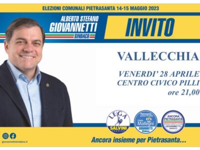 Campagna elettorale, prossimo incontro con Giovannetti venerdì 28 aprile