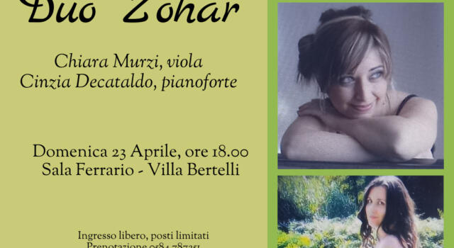 Duo Zohar- Concerto per viola e pianoforte, domenica 23 aprile a Villa Bertelli