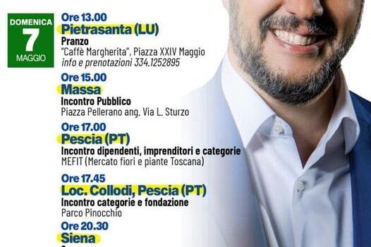 Domenica 7 maggio Il ministro delle infrastrutture Matteo Salvini sarà a Tonfano per sostenere Giovannetti